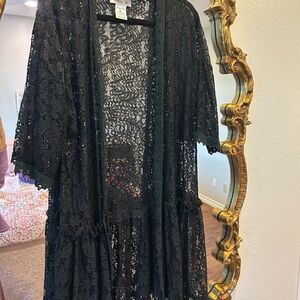 Paisley vine Black Lace Kimono Cardigan one size fits most